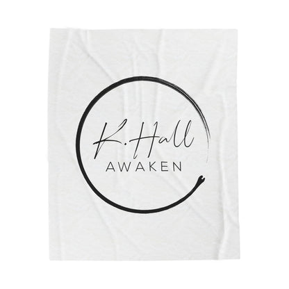 Awaken Velveteen Plush Blanket — K. Hall Signature Circle Logo