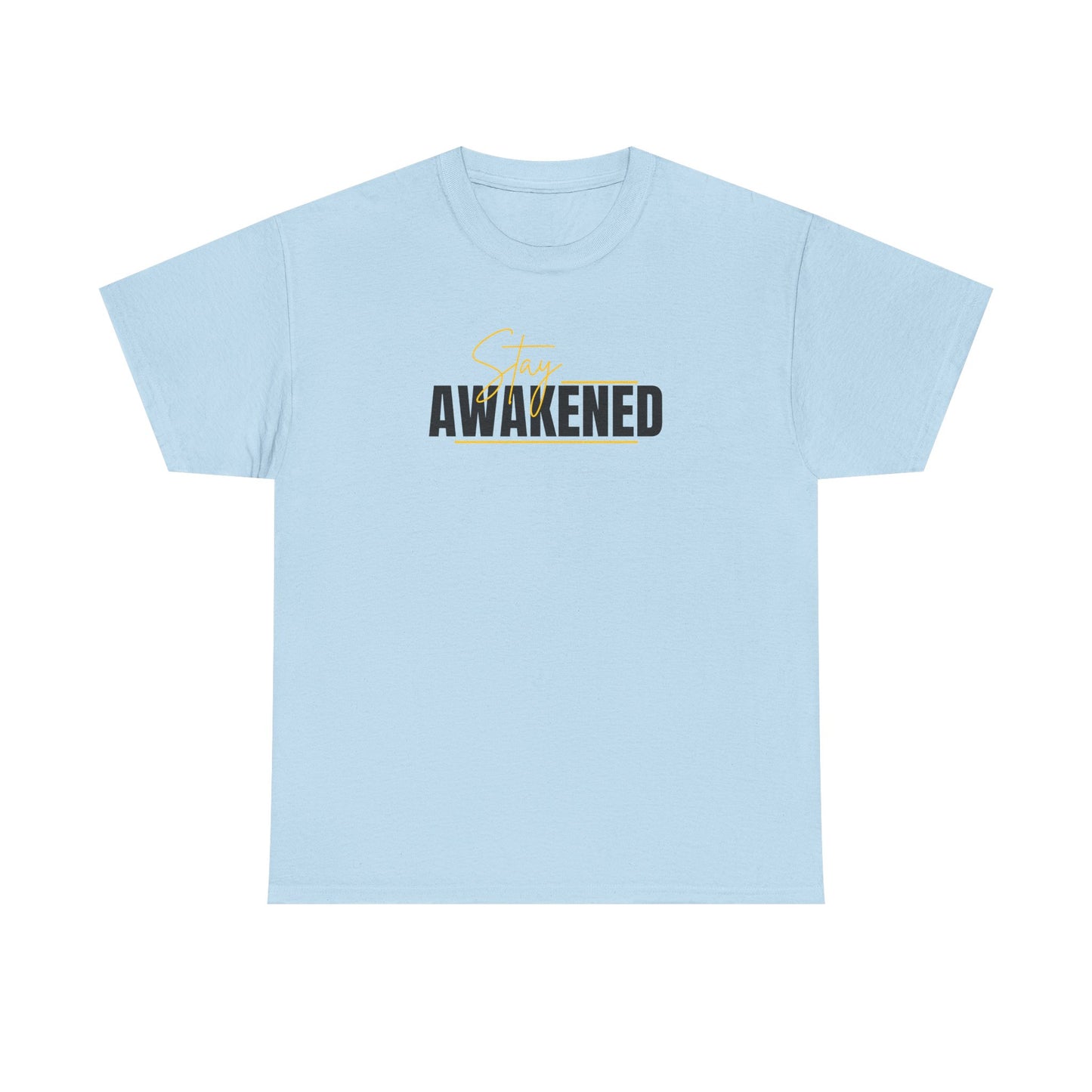 Stay Awakened Graphic Tee — Minimal Spiritual Sunrise Shirt