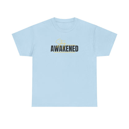Stay Awakened Graphic Tee — Minimal Spiritual Sunrise Shirt