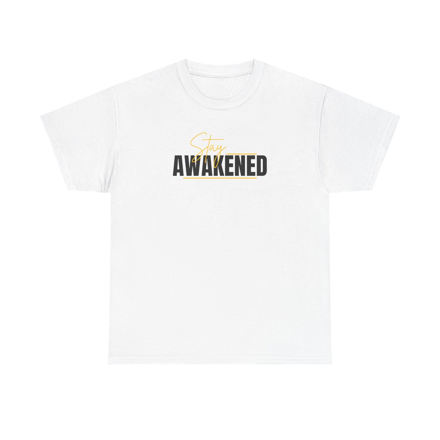 Stay Awakened Graphic Tee — Minimal Spiritual Sunrise Shirt
