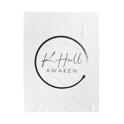 Awaken Velveteen Plush Blanket — K. Hall Signature Circle Logo