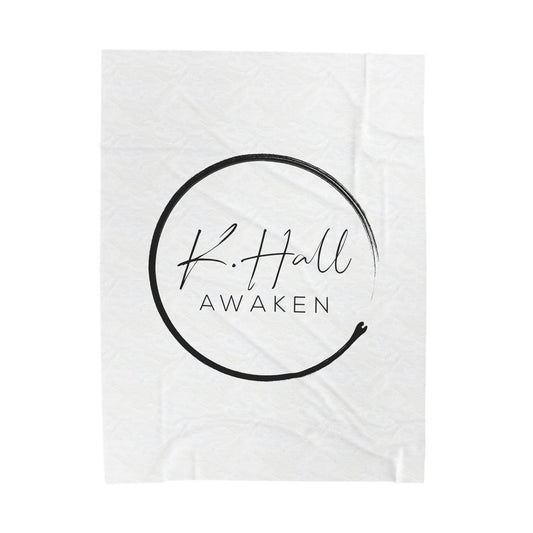 Awaken Velveteen Plush Blanket — K. Hall Signature Circle Logo