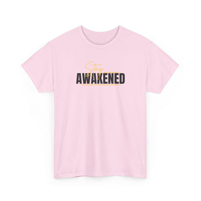 Stay Awakened Graphic Tee — Minimal Spiritual Sunrise Shirt