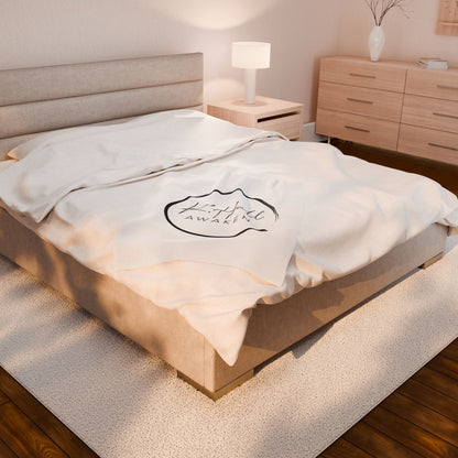 Awaken Velveteen Plush Blanket — K. Hall Signature Circle Logo