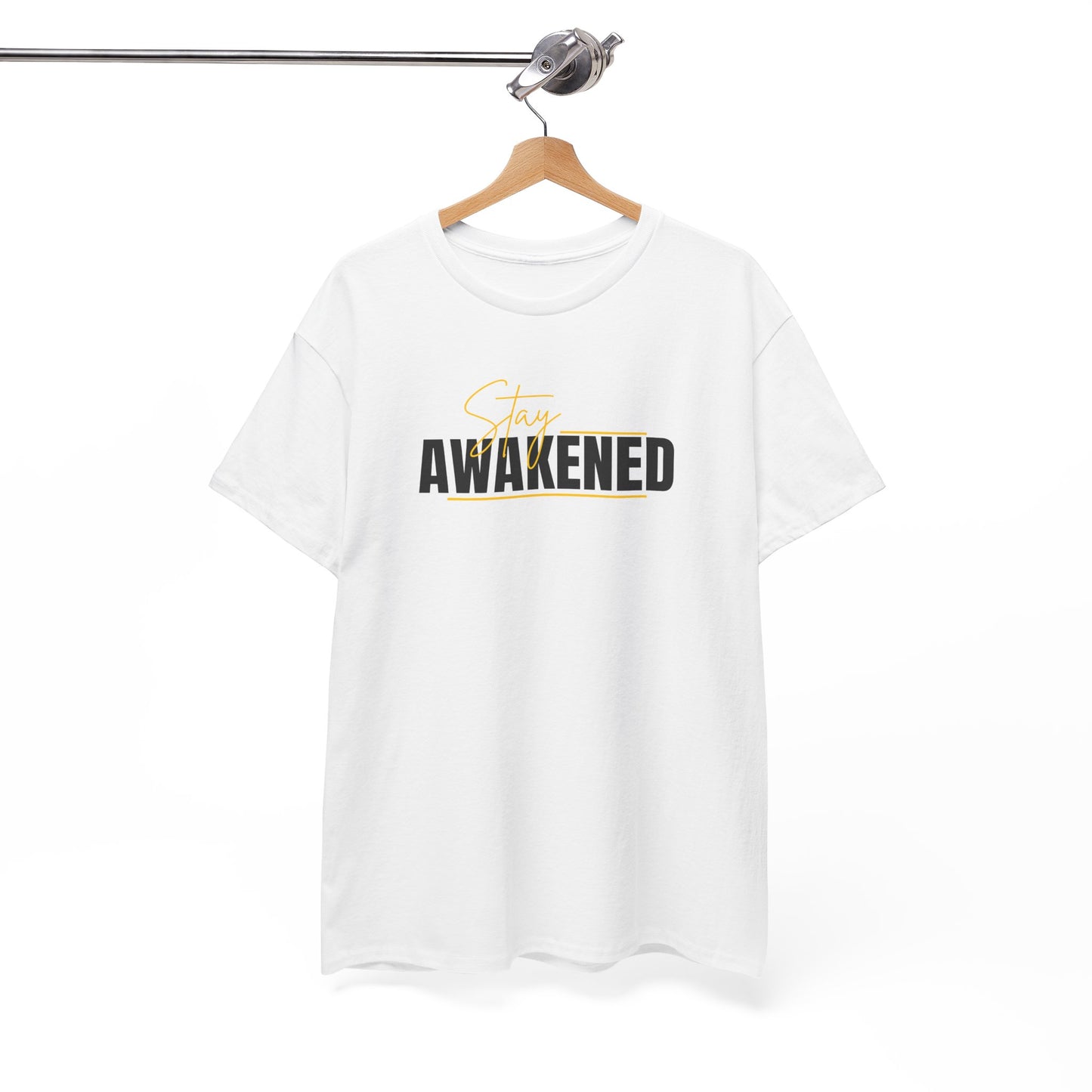 Stay Awakened Graphic Tee — Minimal Spiritual Sunrise Shirt