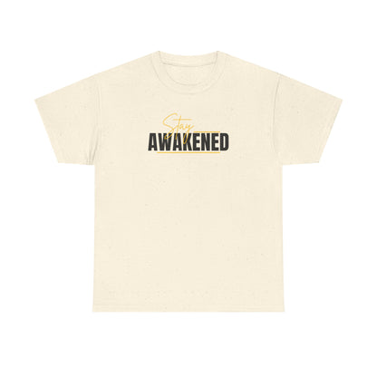 Stay Awakened Graphic Tee — Minimal Spiritual Sunrise Shirt