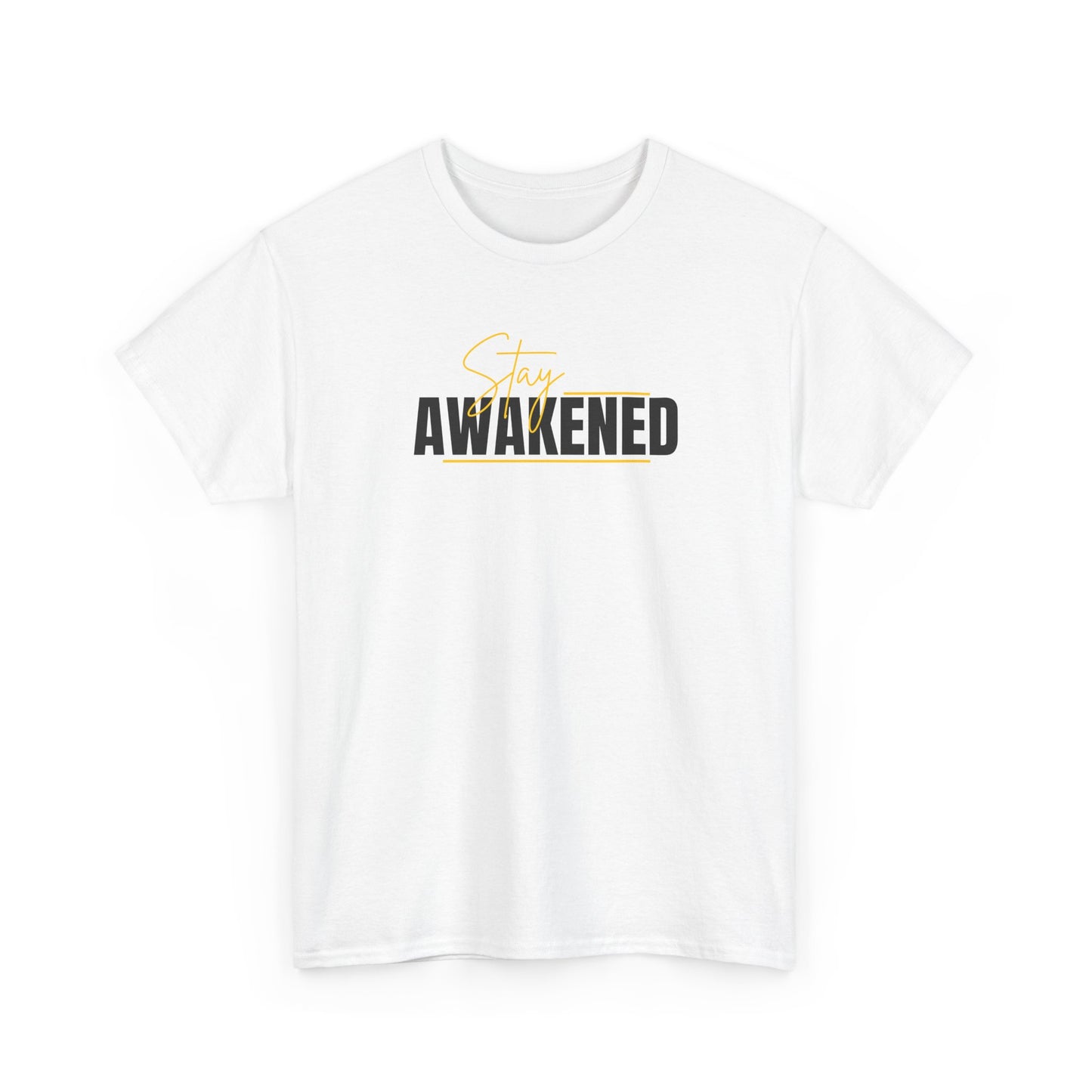 Stay Awakened Graphic Tee — Minimal Spiritual Sunrise Shirt