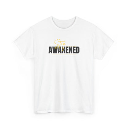 Stay Awakened Graphic Tee — Minimal Spiritual Sunrise Shirt