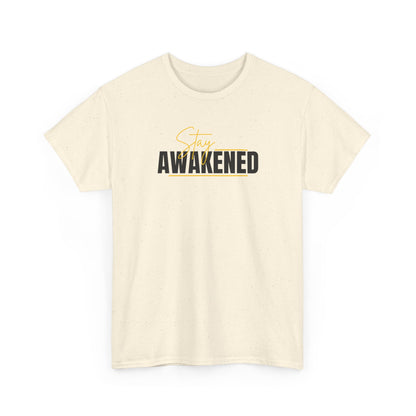 Stay Awakened Graphic Tee — Minimal Spiritual Sunrise Shirt